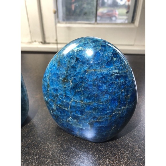 Blue APATITE Polished Crystal Freeform Set Standup - Madagascar Bluestones - Picture 8 of 16